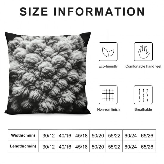 Ulloord  Sherpa Throw Decorative Pillow Cover Decorative Faux Fur Fluffy Cushion Cases Soft Square Pillow Cases for Bedroom/Couch, Off-White, Print