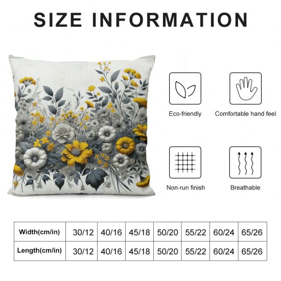 Ulloord Velvet Throw Pillow Covers, Decorative Soft Velvet Pillows, Vintage Pillow Covers Square Cushion Case for Couch Bed Sofa, Yellow/Grey/White