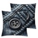 Ulloord Bundles, Button Linen Pillow Covers, Navy Blue, Outdoor Waterproof Pillow Inserts