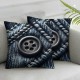 Ulloord Bundles, Button Linen Pillow Covers, Navy Blue, Outdoor Waterproof Pillow Inserts