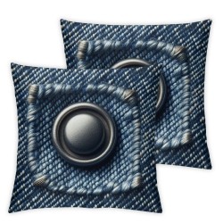 Bundles,Farmhouse Button Linen Pillow Covers, Navy Blue, Hypoallergenic Foam Pillow Inserts