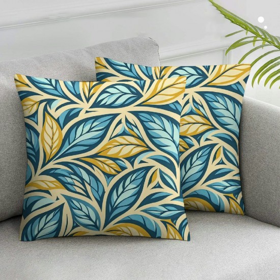 Bundles, New Living Series Yellow and Blue Pillow Covers Outdoor Waterproof Pillow Inserts