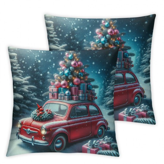 Ulloord  Bundles, Merry Christmas Snowman Velvet Pillow Covers, Pink, Outdoor Waterproof Pillow Inserts