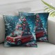 Ulloord  Bundles, Merry Christmas Snowman Velvet Pillow Covers, Pink, Outdoor Waterproof Pillow Inserts