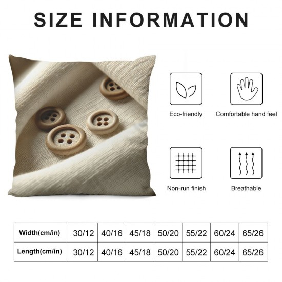 Farmhouse Throw Pillow Covers Triple Button Vintage Linen Solid Decorative Pillow Cover for Couch Bed and Chair Off White