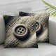 Farmhouse Throw Pillow Covers Button Vintage Linen Decorative Pillow Cases for Couch Bed and Chair Beige