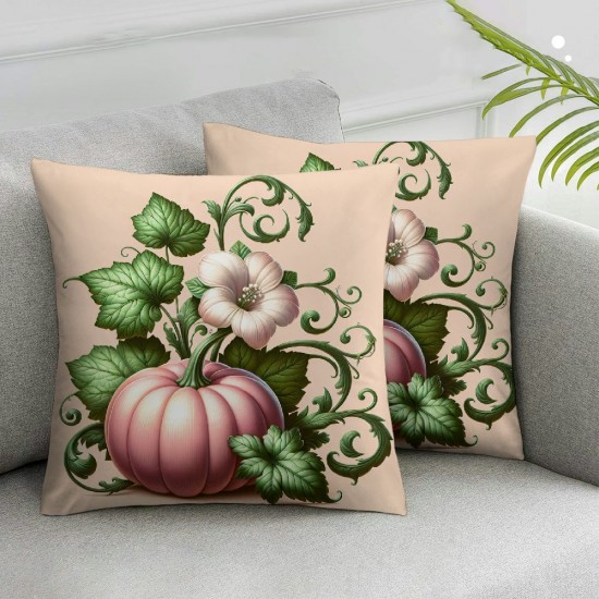 Fall Pillow Covers Throw Pillowcase Blue Pink Pumpkins Thanksgiving Autumn Holiday Home Sofa Bedroom Cushion Case Outdoor Indoor Decorations