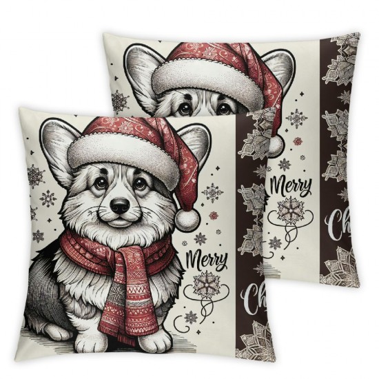 Christmas Pillow Covers Dog Throw Pillow Covers Winter Pillowcase Dog Christmas Decorations for Living Room Farmhouse Cushion Case