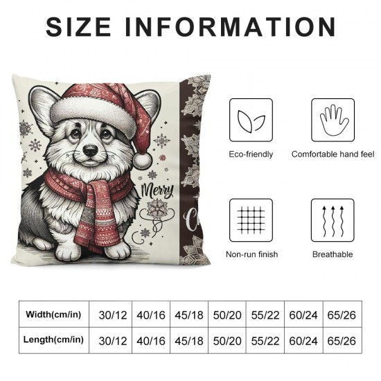 Christmas Pillow Covers Dog Throw Pillow Covers Winter Pillowcase Dog Christmas Decorations for Living Room Farmhouse Cushion Case