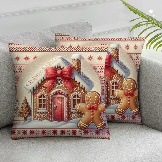 Christmas Pillow Covers Pink Throw Pillow Covers Winter Pillowcase Home Decor Living Room House Decorative Cushion Case for Sofa Couch