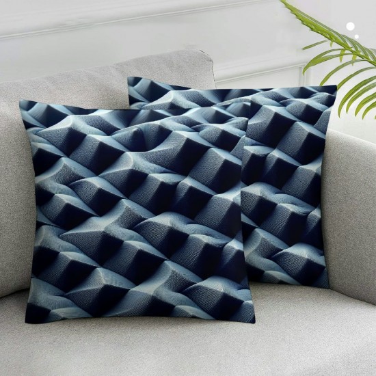 Faux Pillow Covers - Woven Throw Pillows - Modern Outdoor Farmhouse Decorative Pillowcases Couch Pillows, Teal Blue