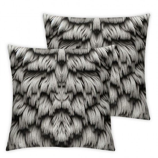 Bundles, Velvet Soft Square Pillow Covers, Mist Grey, Faux Fur Fluffy Pillow Covers, Cream White