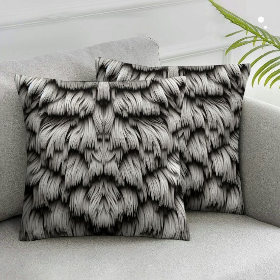 Bundles, Velvet Soft Square Pillow Covers, Mist Grey, Faux Fur Fluffy Pillow Covers, Cream White