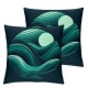 Decorative Throw Pillow Covers Cushion Cases, Soft Velvet Modern Fringe Tassel Designs, Mix and Match for Home Decor, Pillow Inserts Not Included (Teal Green)