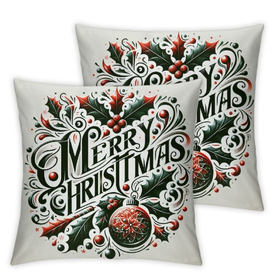 Bundles,Merry Christmas and Tree Pillow Covers, Green, Outdoor Waterproof Pillow Inserts