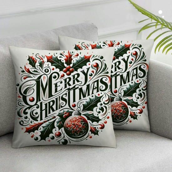 Bundles,Merry Christmas and Tree Pillow Covers, Green, Outdoor Waterproof Pillow Inserts